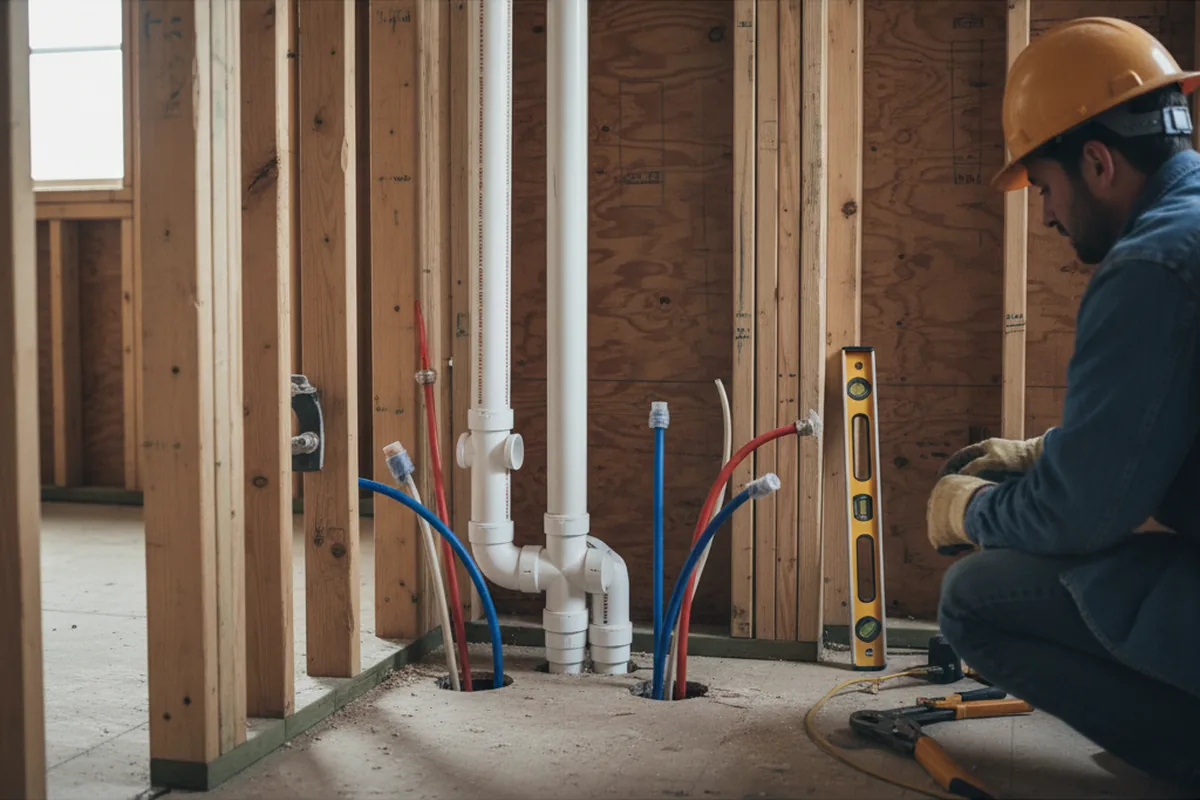 Drain and supply rough-in during Leak Detection in Stony Creek
